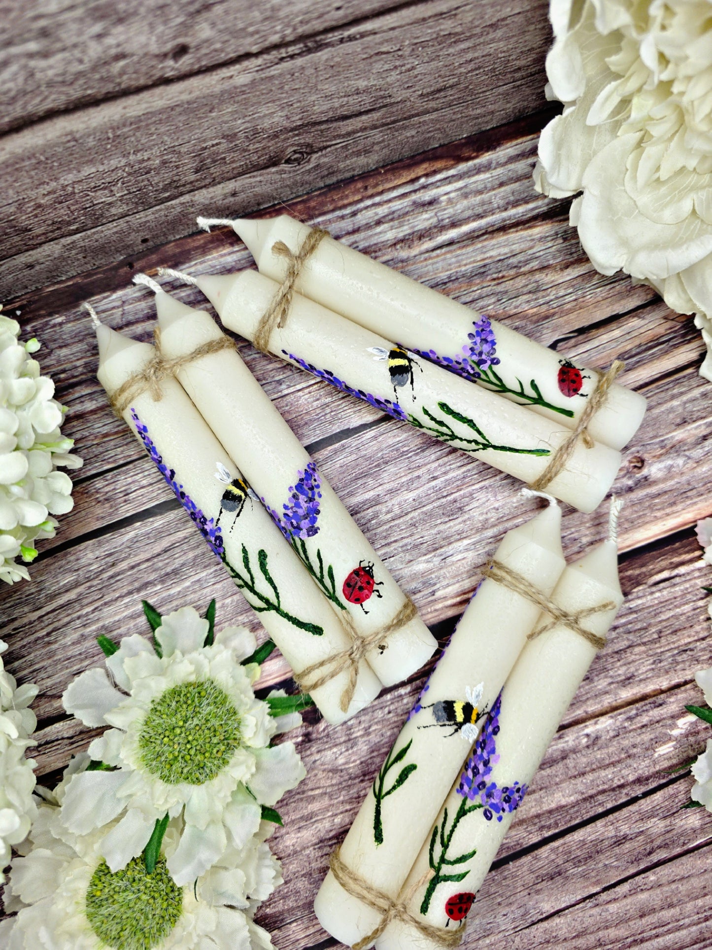 Bee Hand Painted Dinner Candles