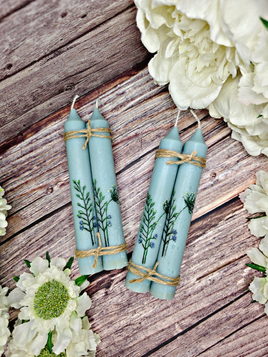 Floral Hand Painted Dinner Candles