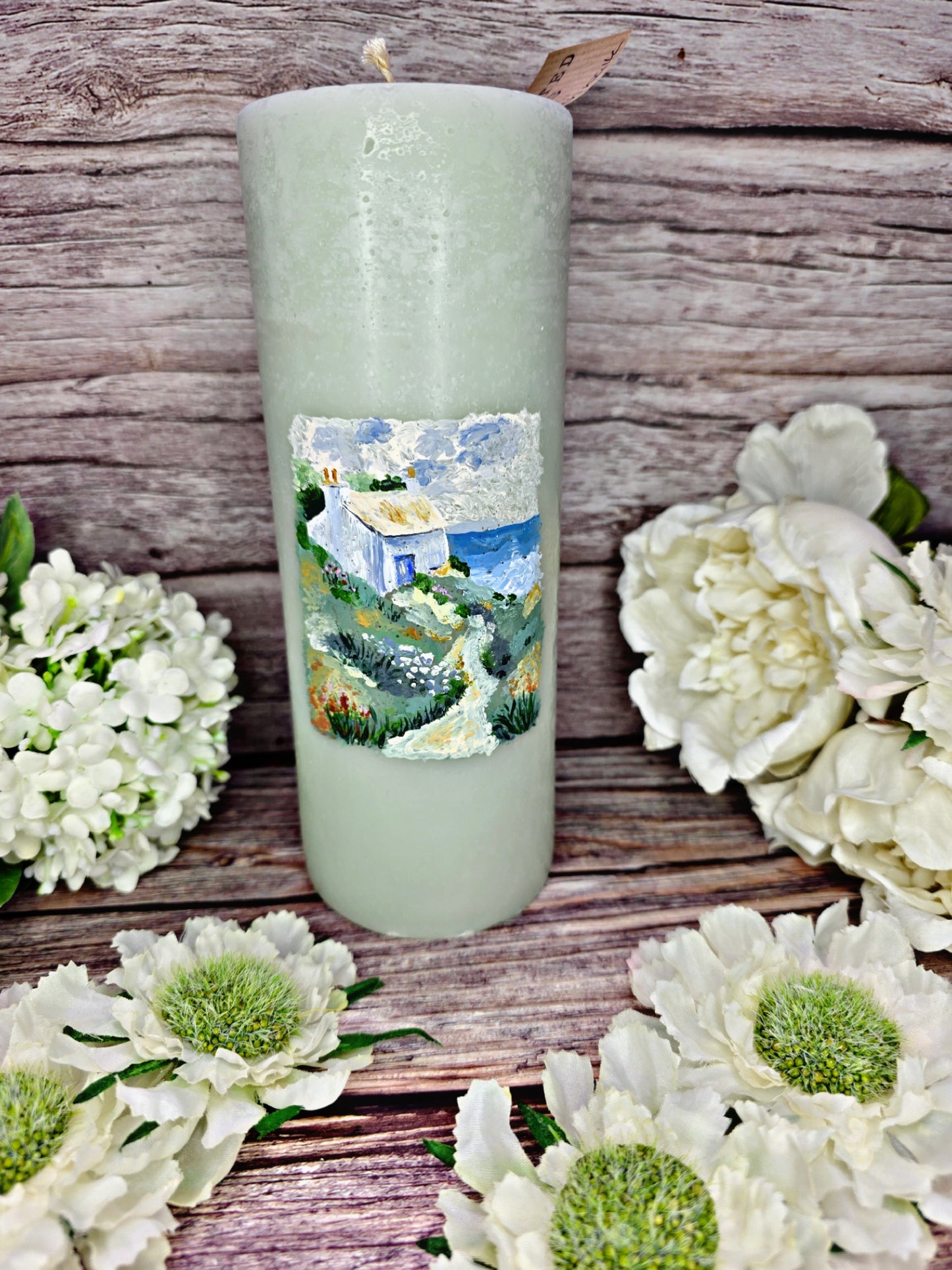 Cottage Hand Painted Candle